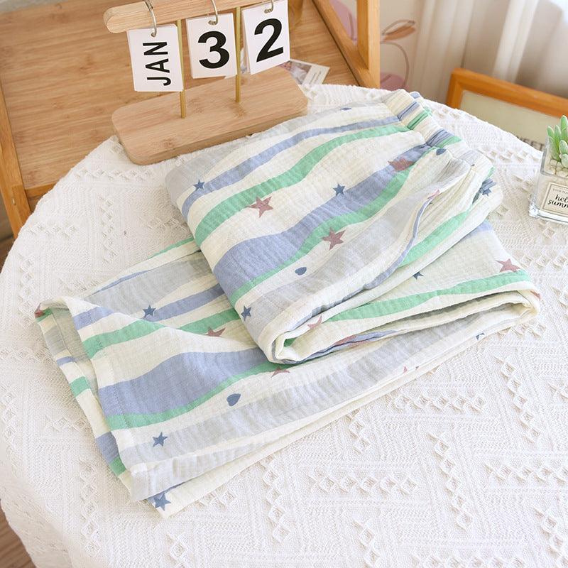 Pure Cotton Spring & Fall Loungewear Pants with Dopamine Blue Stripes, offering a colorful and relaxed look for cozy days at home or casual outings