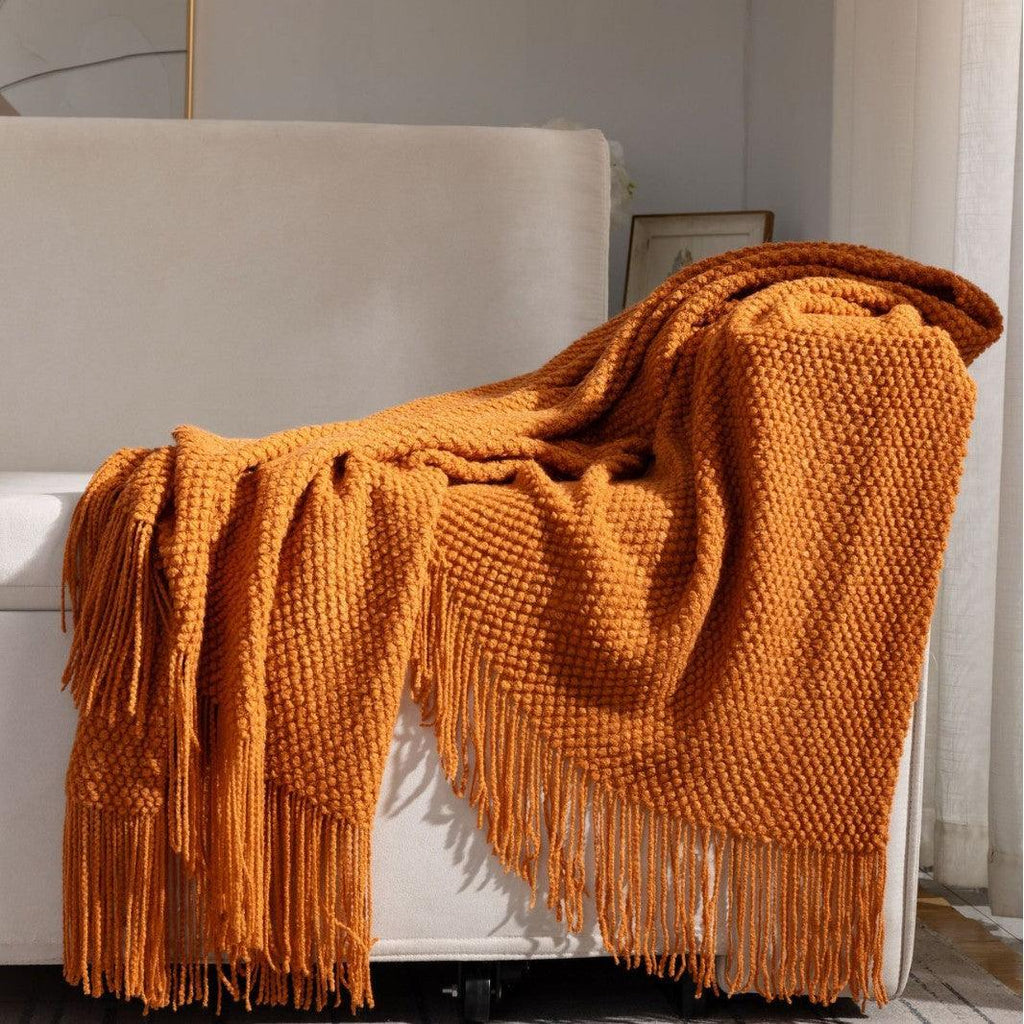 Soft and breathable Spring Simple Orange Sofa Throw Blanket, perfect for cozy lounging and home décor