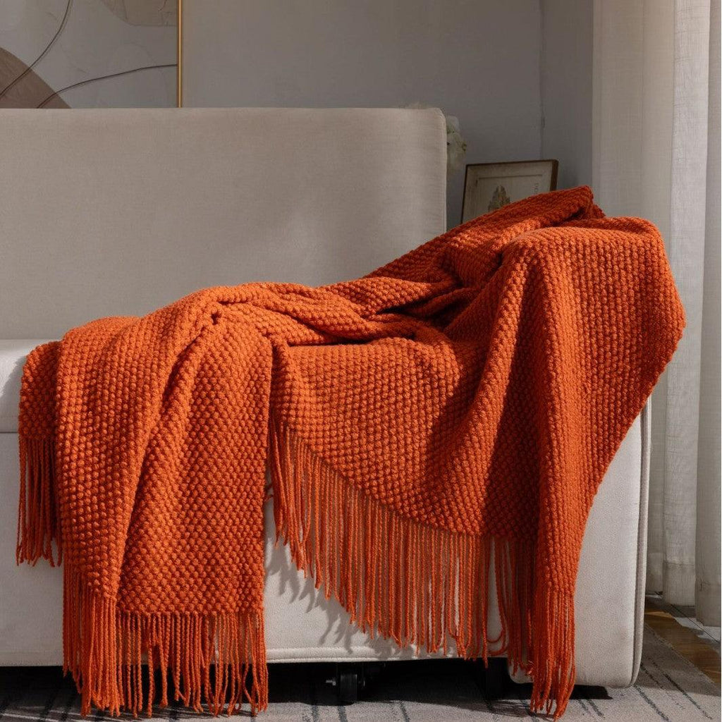 Soft and breathable Spring Simple Scarlet Sofa Throw Blanket, perfect for cozy lounging and home décor
